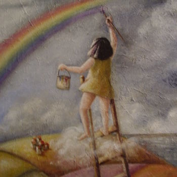 Pittura intitolato "Sognando l'arcobale…" da Maria-Grazia Innocenti, Opera d'arte originale, Acrilico