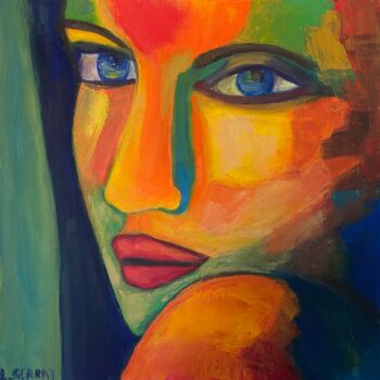 Painting titled "Estoy" by Maria Lucrecia Serrat, Original Artwork, Oil Mounted on Wood Stretcher frame