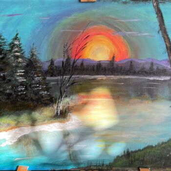 Malarstwo zatytułowany „Zachód słońca” autorstwa Maria Matyasek, Oryginalna praca, Akryl