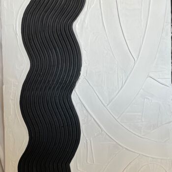 Картина под названием "Black road. Texture…" - Maria Mindal, Подлинное произведение искусства, Акрил Установлен на Деревянна…