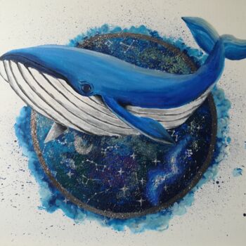 Painting titled "Космический кит" by Mariia Podlesnykh, Original Artwork, Acrylic