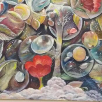 Painting titled "paradise-garden." by Maria Rigatou, Original Artwork, Acrylic