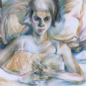 Malerei mit dem Titel "Amelie - pencil ill…" von Maria Shedrina, Original-Kunstwerk, Conté-Buntstifte