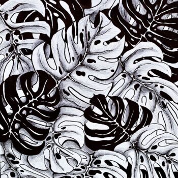 Drawing titled "MONSTERA" by Maria Tuzhilkina, Original Artwork, Marker