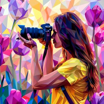 Digital Arts titled "PHOTO ON THE LILAC…" by Maria Tuzhilkina, Original Artwork, Digital Print Mounted on Wood Stretcher fra…