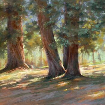 绘画 标题为“Forêt ensoleillée” 由Maria Vasilevich, 原创艺术品, 粉彩