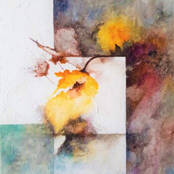 Peinture intitulée "la fleur orange" par Mariame Larour, Œuvre d'art originale, Acrylique