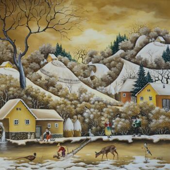 Pintura titulada "Soiree d'hiver" por Mariana Mihut, Obra de arte original, Oleo