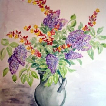 Schilderij getiteld "Lilas du jardin II" door Marian Cobos, Origineel Kunstwerk