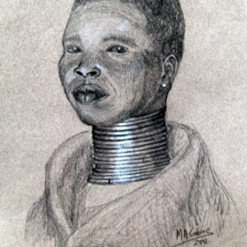 Painting titled "Femme du Zimbabwe" by Marian Cobos, Original Artwork, Other