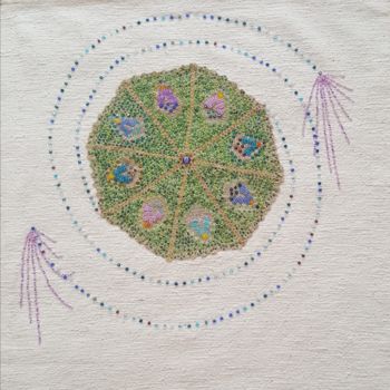 Arte textil titulada "green-pearl-carpet-…" por Marianne Camus, Obra de arte original
