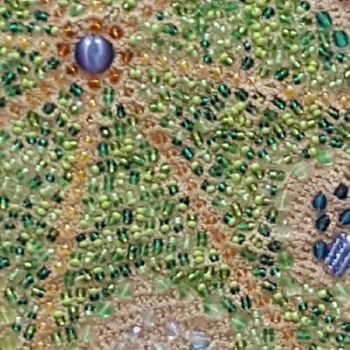 Arte tessile intitolato "green-pearl-carpet-…" da Marianne Camus, Opera d'arte originale