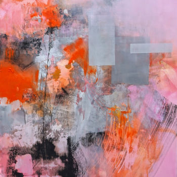 Painting titled "Pure abstract - Pink" by Marianne Quinzin, Original Artwork, Acrylic Mounted on Wood Stretcher frame