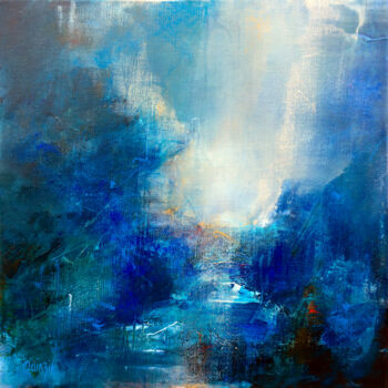 Painting titled "La vallée merveille…" by Marianne Quinzin, Original Artwork, Acrylic Mounted on Wood Stretcher frame