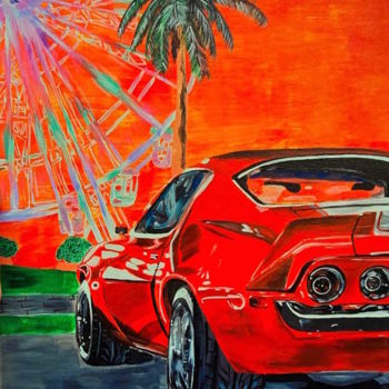 Schilderij getiteld "Historic Corvette" door Maria Sabrina Viviani, Origineel Kunstwerk, Acryl