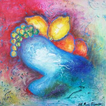 Painting titled "FRUTERO AZUL" by Maribel Ruiz Figueras (M. RUIZ FIGUERAS), Original Artwork, Acrylic