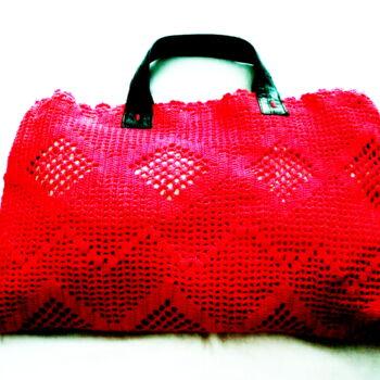 Arte textil titulada "Sac au crochet moti…" por Maribo, Obra de arte original, Fibra textil