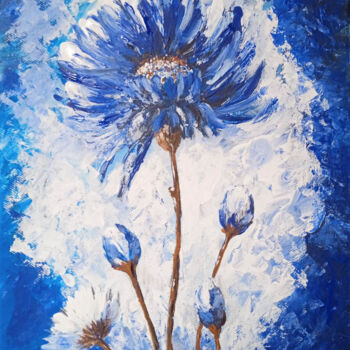 Malerei mit dem Titel "Blue flower" von Tatiana Feoktistova, Original-Kunstwerk, Acryl