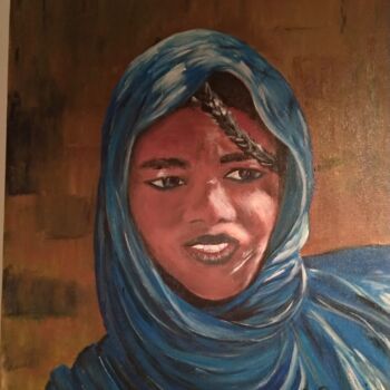 Painting titled "Jeune touareg" by Marie Annick Seguin, Original Artwork, Acrylic Mounted on Wood Stretcher frame