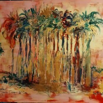 Peinture intitulée "17 palmiers à Ajacc…" par Marie-Céline Chottin, Œuvre d'art originale, Acrylique