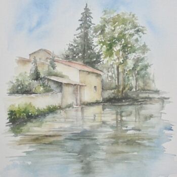 Peinture intitulée "La Tardoire à La Ro…" par Marie-Charlotte Houpeurt-Chauffeté, Œuvre d'art originale, Aquarelle