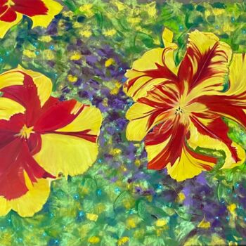 Pintura intitulada "Les tulipes du jard…" por Marie-Christine London, Obras de arte originais, Pastel