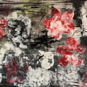 Painting titled "The SHRINK's Flowers" by Marie-Claire Bagnato, Original Artwork, Acrylic