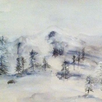 Peinture intitulée "Paysage d'hiver" par Marie Claude Lambert, Œuvre d'art originale, Aquarelle