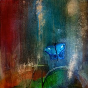 제목이 "Papillon bleu"인 미술작품 Marie Claude Lambert로, 원작, 아크릴