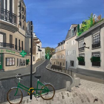 绘画 标题为“Rue Cortot - Montma…” 由Marie France Garrigues, 原创艺术品, 油 安装在木质担架架上