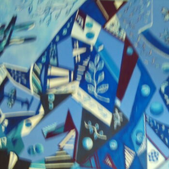 绘画 标题为“cubisme bleu” 由Marie-Françoise Gallone, 原创艺术品, 丙烯