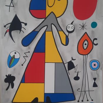 Peinture intitulée "Miro meets Mondriaa…" par Marie Jeanne Van De Velde, Œuvre d'art originale, Acrylique