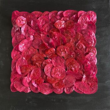 Collages intitulée "rose bonbon" par Marie Josée Tomé, Œuvre d'art originale, Collages