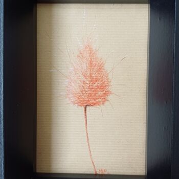 Drawing titled "Chaton à la sanguine" by Marie Luce Roussel, Original Artwork, Pencil Mounted on Wood Stretcher frame