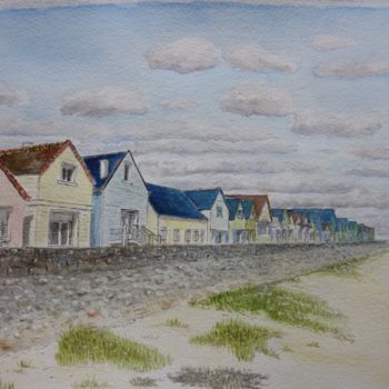 Painting titled "Cabines-à-midi.jpg" by Marie-Noëlle Amiot, Original Artwork, Watercolor