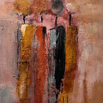 Painting titled "Figures africaines" by Marie Rouach, Original Artwork, Acrylic