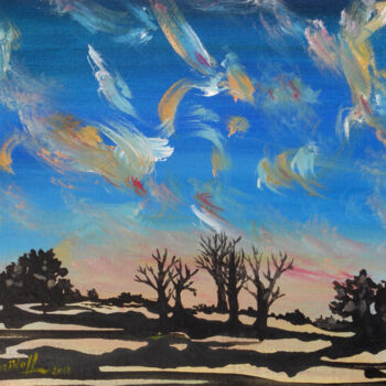 Painting titled "Paysage aux arbres…" by Marie-Sophie Ewreïnoff (Sofi Ewreïnoff), Original Artwork, Acrylic
