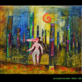 Pintura titulada "AU COUCHER DU SOLEIL" por Marie Bazin, Obra de arte original, Acrílico Montado en Bastidor de camilla de m…