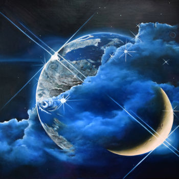 Ζωγραφική με τίτλο "planete.jpg" από Houmeau-Glowicki, Αυθεντικά έργα τέχνης, Λάδι