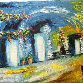 Ζωγραφική με τίτλο "un soir au village" από Marie Claude Ramain, Αυθεντικά έργα τέχνης