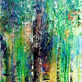 제목이 "VERT BOIS"인 미술작품 Mariekverbois로, 원작, 아크릴 나무 들것 프레임에 장착됨