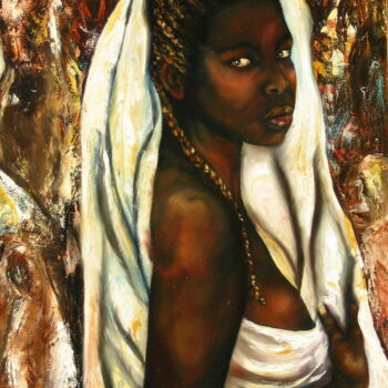 Painting titled "Série femme Africai…" by Marie Laplace, Original Artwork, Oil