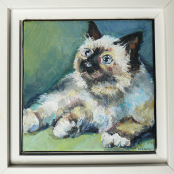 Peinture intitulée "chat" par Marieline Gerard, Œuvre d'art originale, Huile