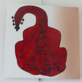 Pittura intitolato "Violoncelliste" da Marie-Pierre Guyot (Mariep), Opera d'arte originale, Pittura di vetro colorato