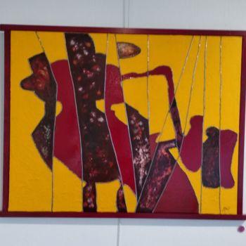 Painting titled "Saxophoniste" by Marie-Pierre Guyot (Mariep), Original Artwork, Stained glass painting