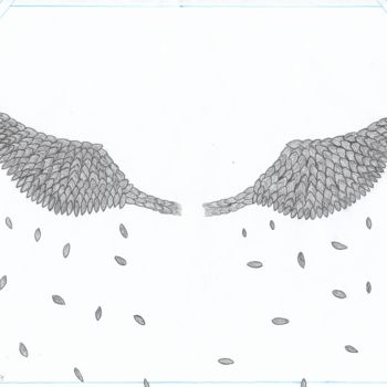 Dessin intitulée "Les ailes" par Marie Thomas, Œuvre d'art originale, Crayon