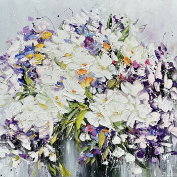 Painting titled "Delicate blossom bo…" by Marietta Martirosyan, Original Artwork, Oil Mounted on Wood Stretcher frame