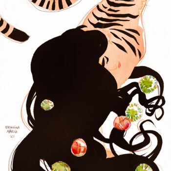 绘画 标题为“Tigresse” 由Mariia Erokhina, 原创艺术品, 水粉