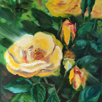 Pintura intitulada "Rose blooms" por Marija Rudnewa, Obras de arte originais, Óleo