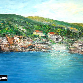 Painting titled "Uvala Pritišćina Vis" by Marija Sviličić, Original Artwork, Oil